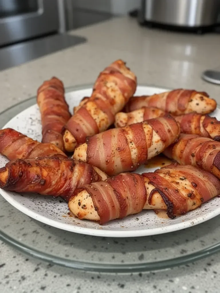 Oven Baked Bacon Wrapped Chicken Tenders