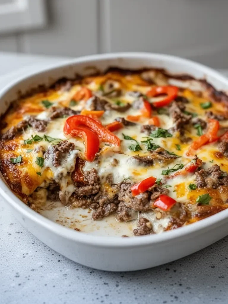 Philly Cheesesteak Casserole