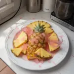 Refreshing Pineapple Pink Lemonade in a glass garnished with lemon slices