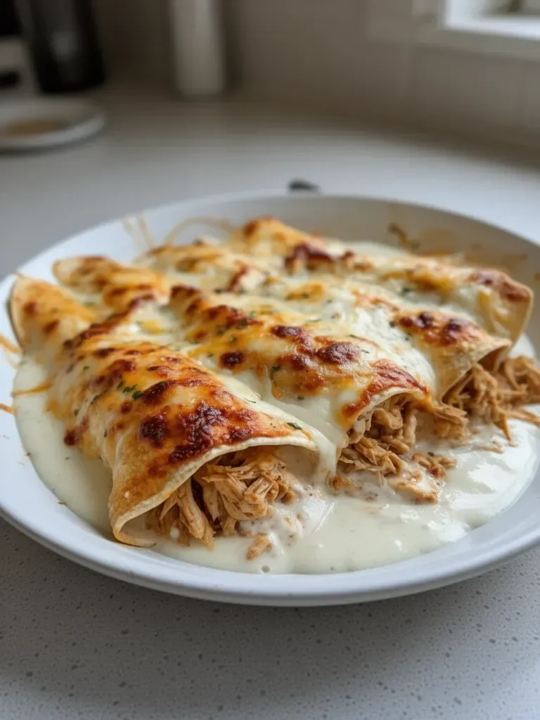 38g Protein Chicken Enchiladas with Dreamy White Sauce
