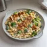 Delicious Rotisserie Chicken Broccoli Pasta served in a bowl