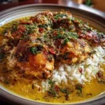 Slow Cooker Garlic Butter Chicken served on a plate with herbs