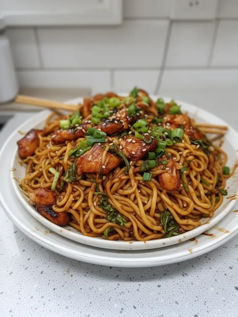 Sticky Garlic Chicken Noodles