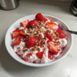 Strawberry Crackle Salad with fresh strawberries and crunchy toppings