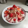 Strawberry Crackle Salad with fresh strawberries and crunchy toppings