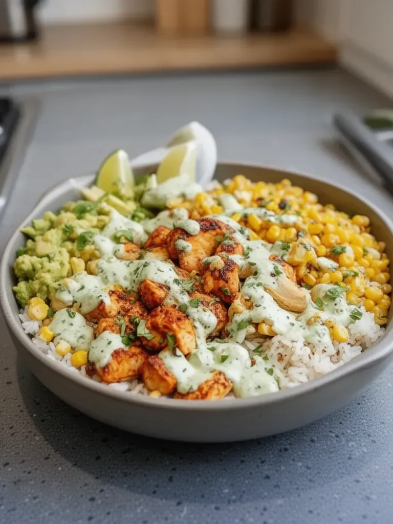 Street Corn Chicken Rice Bowl