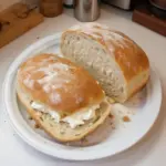 Homemade white bread loaf freshly baked from scratch
