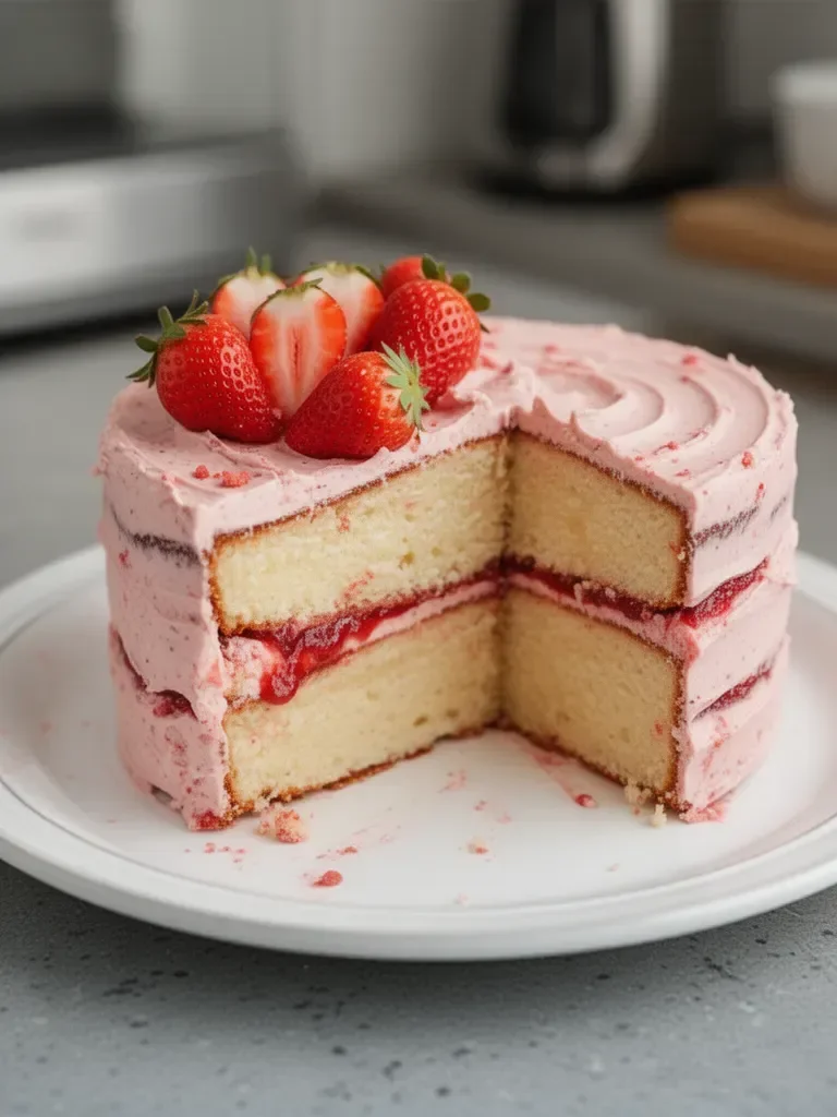 Vanilla Cake with Strawberry Filling