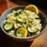Zesty cucumber lemon orzo salad with fresh veggies and lemon dressing