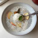 Delicious Apple Chia Pudding topped with Greek yogurt and fresh apple slices