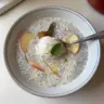 Delicious Apple Chia Pudding topped with Greek yogurt and fresh apple slices