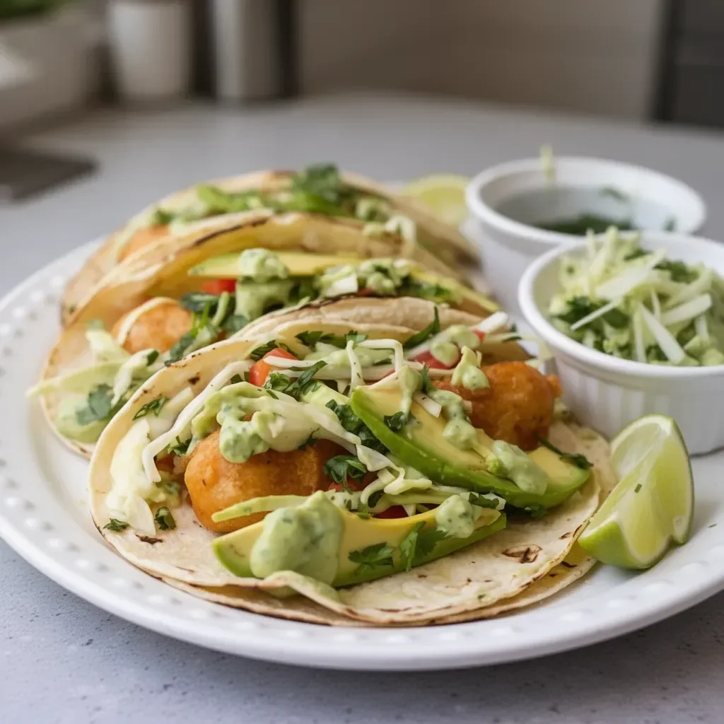 Baja Fish Tacos with Avocado Cream