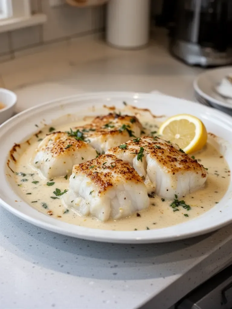 Baked Cod in Coconut Lemon Cream Sauce