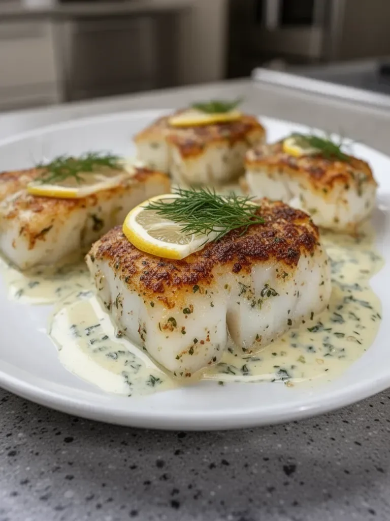 Baked Cod with Lemon-Dill Sauce