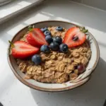 Delicious baked oats without banana served in a bowl
