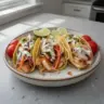 Delicious homemade fish tacos served with fresh toppings