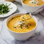 A bowl of delicious Italian Penicillin Soup garnished with herbs and spices.