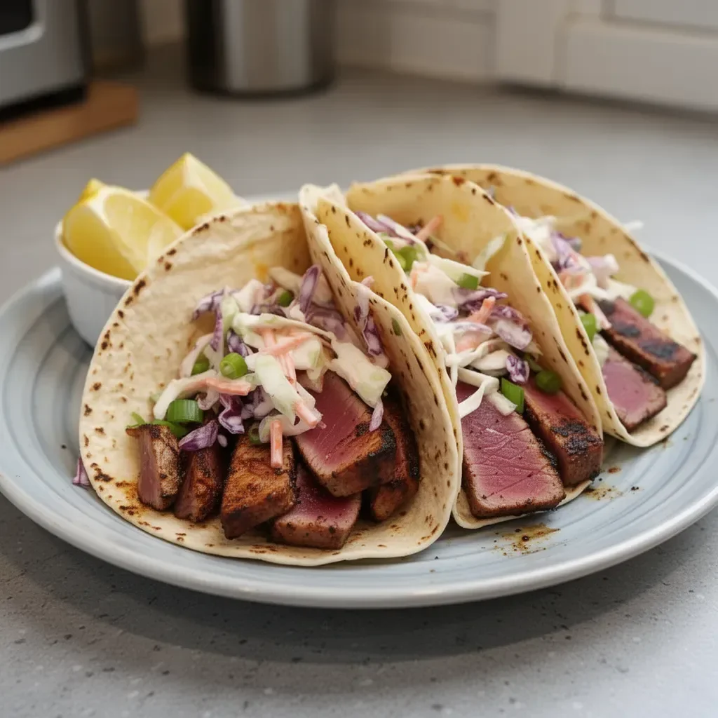 Blackened Seared Tuna Tacos Recipe