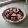 Delicious chocolate strawberry yogurt clusters arranged on a plate