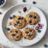 Freshly baked classic blueberry oatmeal cookies on a plate