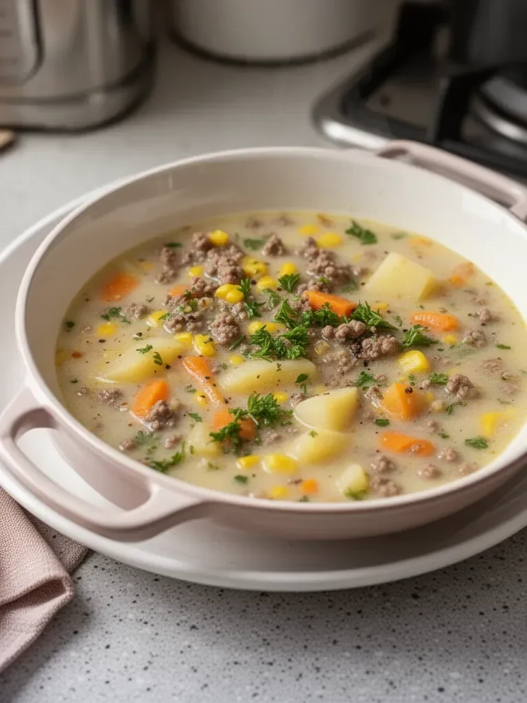 Classic Ground Beef Potato Soup