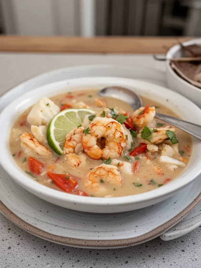 Coconut Lime Shrimp and Cod Chowder