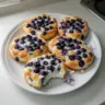 Fluffy Cottage Cheese Blueberry Cloud Bread served on a plate