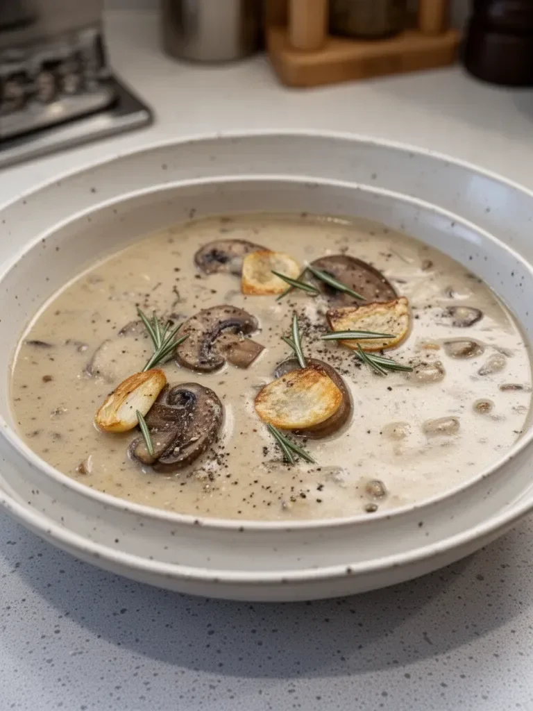Creamy Mushroom Soup with Rosemary