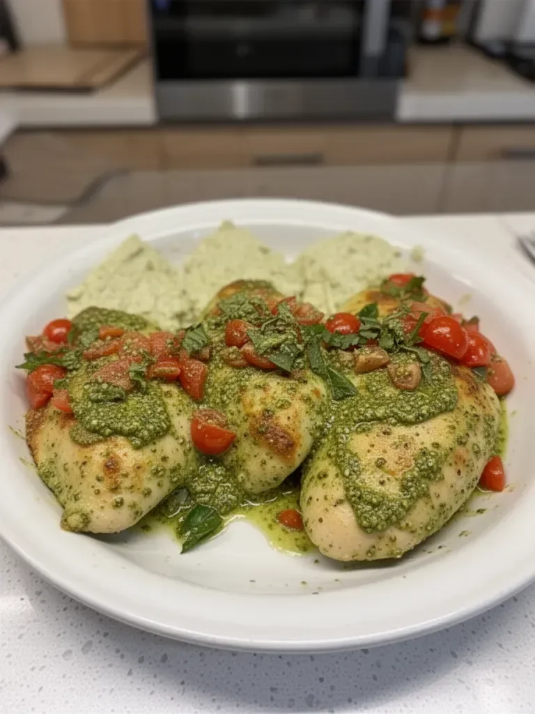 Creamy Pesto Baked Chicken