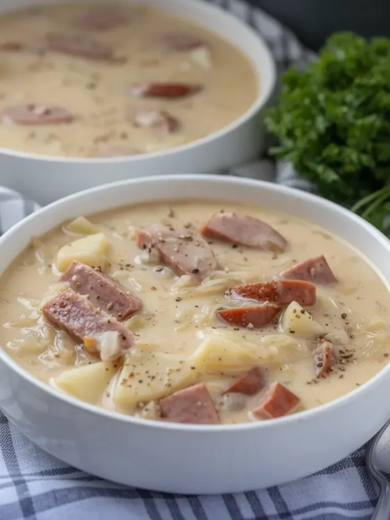 Creamy Sausage, Potato and Sauerkraut Soup