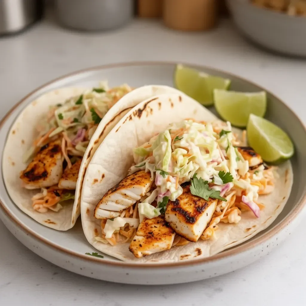Crispy Grilled Fish Tacos with Cabbage Slaw