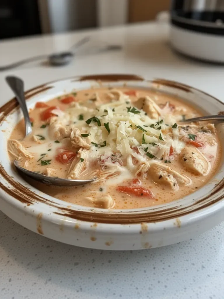 Crock Pot Creamy Chicken Parmesan Soup