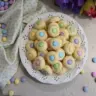 Colorful Easter Bunny Button Cookies decorated for spring festivities.