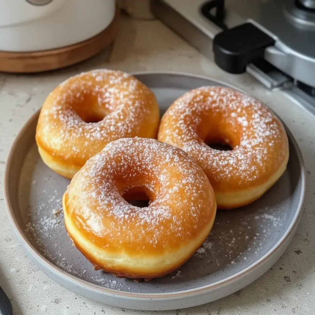 Freshly made air fryer donuts on a cooling rack