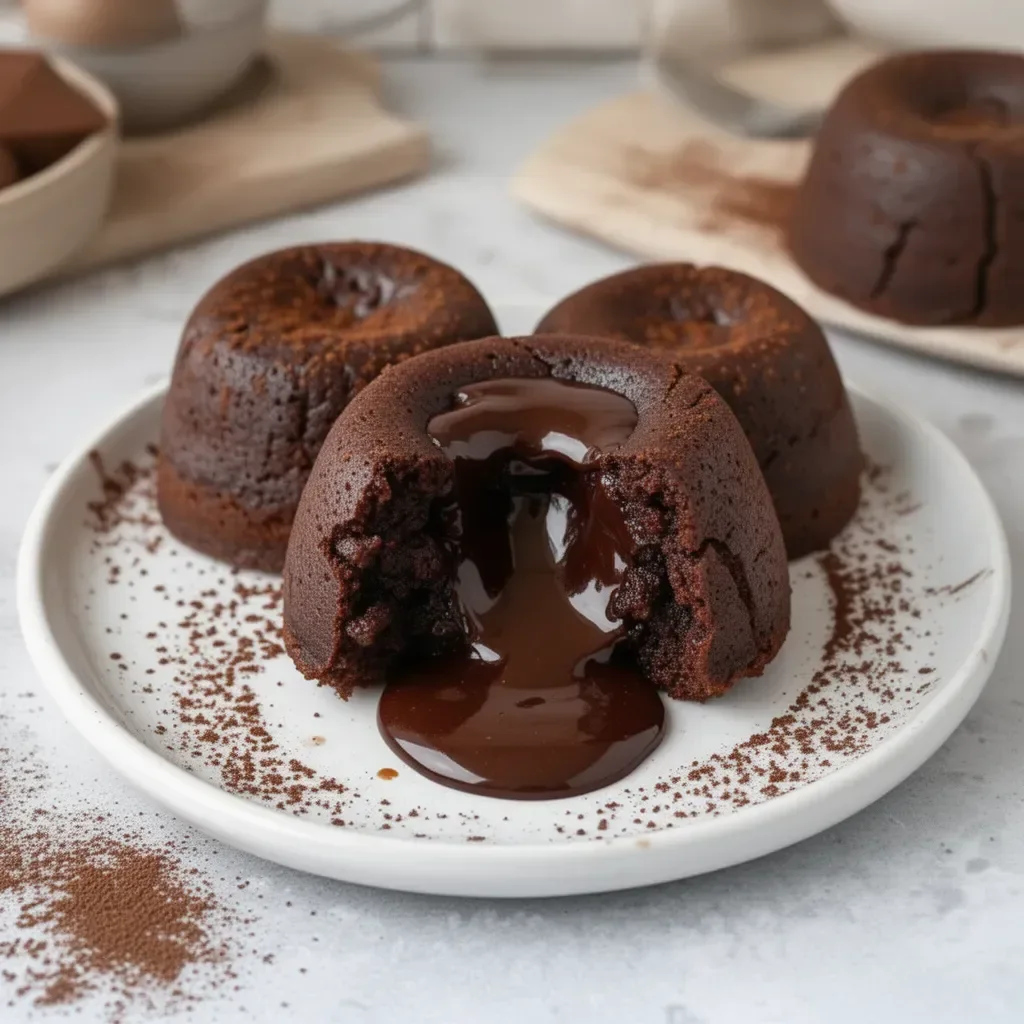 Delicious and gooey easy chocolate lava cake dessert ready to serve