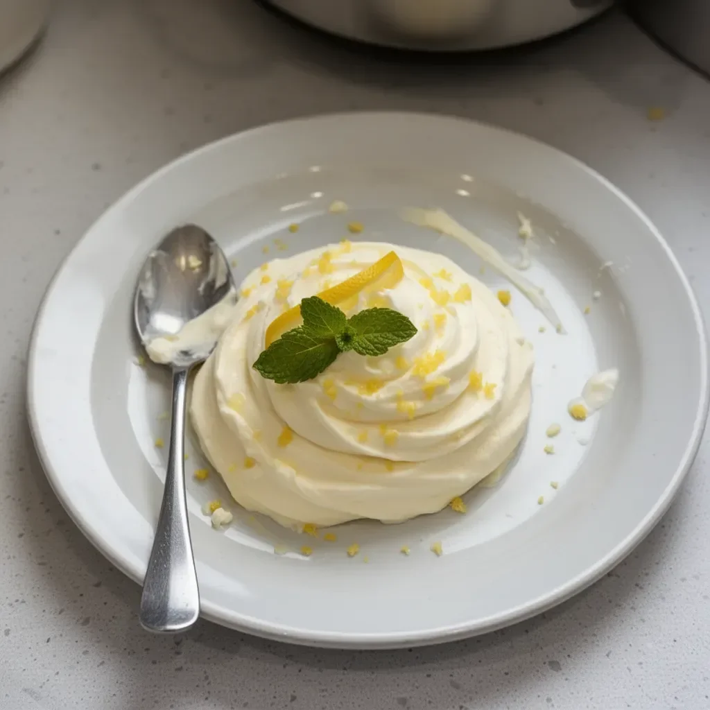 Delicious easy lemon mousse dessert topped with lemon zest