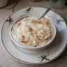 Delicious bowl of easy rice pudding made with leftover rice