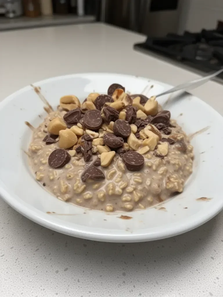 Easy Snickers Overnight Oats