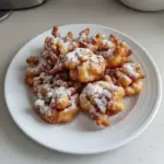Delicious air fryer funnel cake bites served with powdered sugar