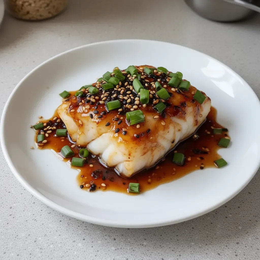 Ginger Soy Glazed Cod served with vegetables in a bowl