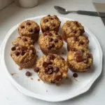 Greek yogurt chocolate chip oatmeal muffins fresh out of the oven