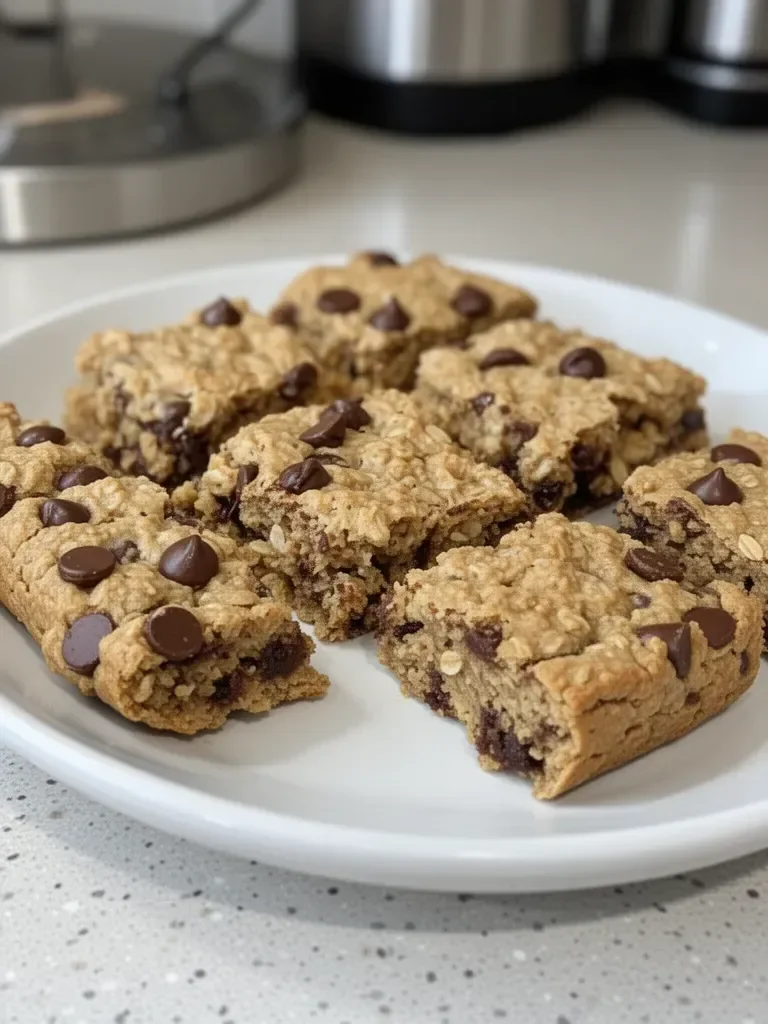 Healthier Oatmeal Peanut Butter Chocolate Chip Breakfast Bars