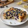 High-Protein Lemon Blueberry Breakfast Bake with fresh blueberries