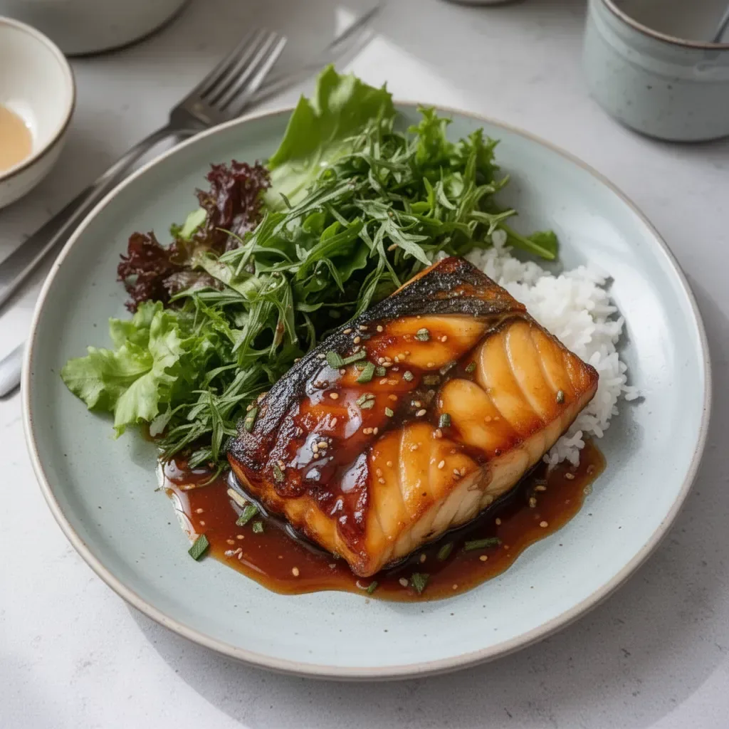 Delicious Japanese miso glazed cod presented beautifully