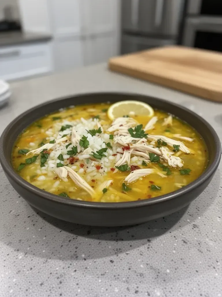 Lemon Ginger Turmeric Chicken and Rice Soup