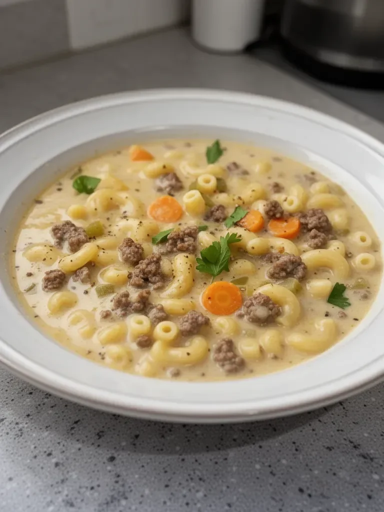 Macaroni Cheeseburger Soup