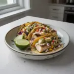 Delicious Mahi Mahi Tacos served with fresh toppings and vibrant colors.