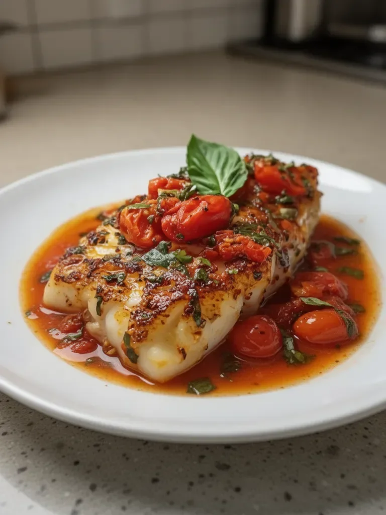 Mediterranean Cod in Tomato Basil Sauce