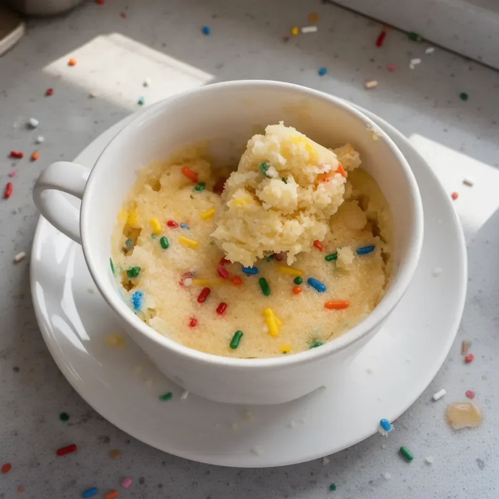 Delicious microwave vanilla mug cake served in a coffee mug