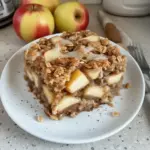 Baked oatmeal with apples, a healthy breakfast option in a baking dish